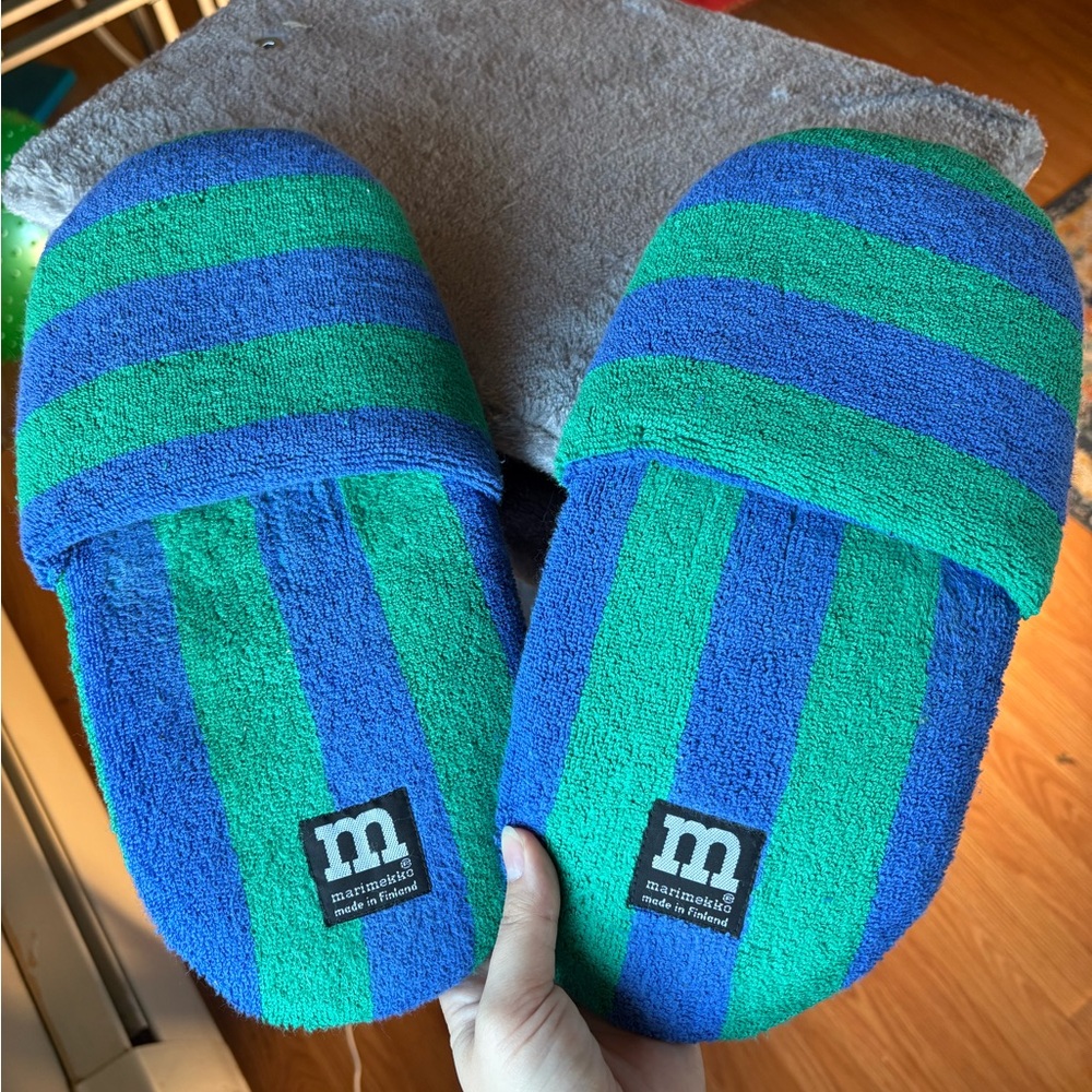 Marimekko striped bath slippers